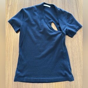 John Elliott Black Short Sleeve Tee with Cutouts